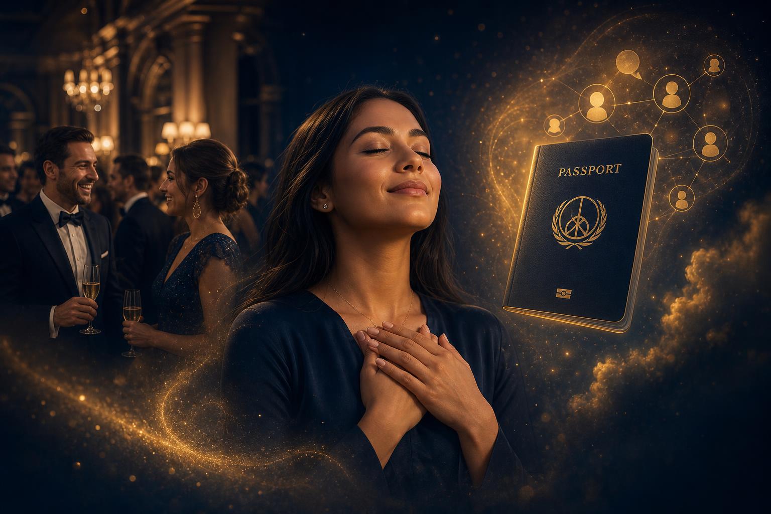 A dreamlike glimpse of the PeaceOS community — events, passport, and inner peace